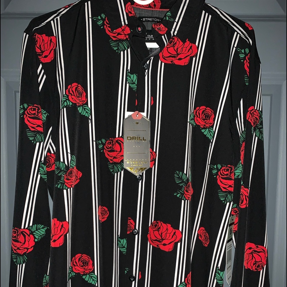 Rose covered long sleeve T. Drill Clothing.